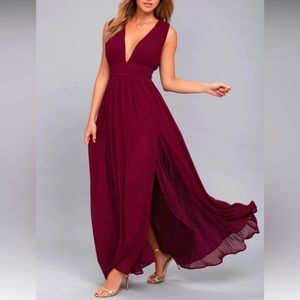 Lulu’s Heavenly Hues Burgundy Maxi Dress - L